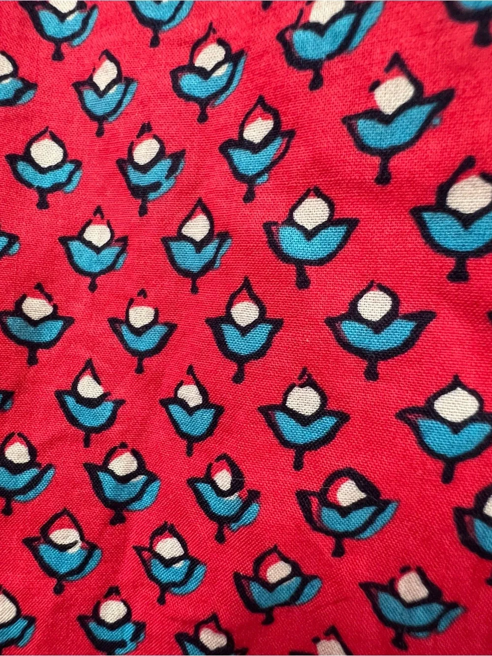 J.CREW Women's Long Sleeve Block Print Puff Sleeve Tunic Cherry Red Coastal M